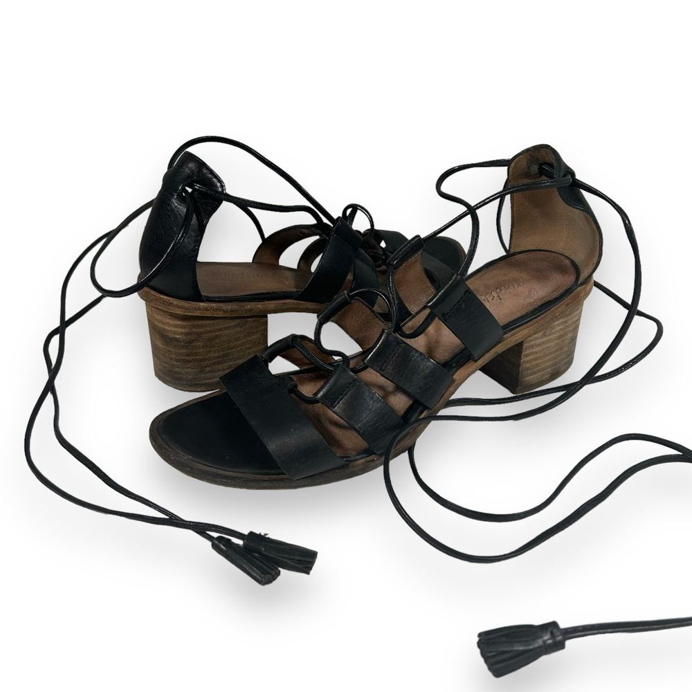 Madewell‎ The Daniela Leather Lace Up Gladiator Sandals Womens 7.5 Black